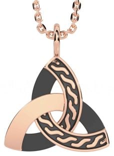 Rose Gold Black Rhodium Celtic Trinity Knot Necklace