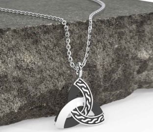 Silver Black Rhodium Celtic Trinity Knot Necklace