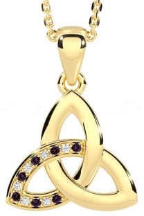 Diamond Alexandrite Gold Silver Celtic Trinity Knot Necklace