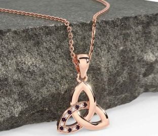 Diamond Alexandrite Rose Gold Celtic Trinity Knot Necklace