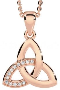 Diamond Rose Gold Celtic Trinity Knot Necklace