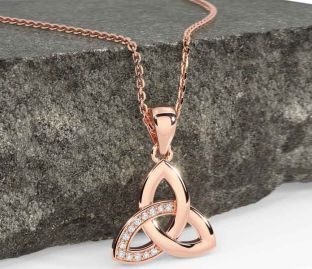 Diamond Rose Gold Celtic Trinity Knot Necklace