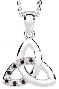 Diamond Alexandrite Silver Celtic Trinity Knot Necklace