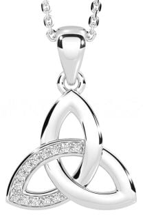 Diamond Silver Celtic Trinity Knot Necklace