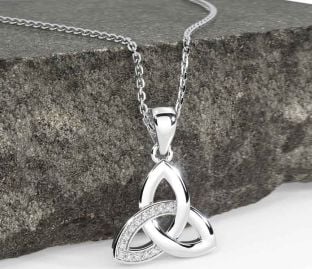 Diamond White Gold Celtic Trinity Knot Necklace