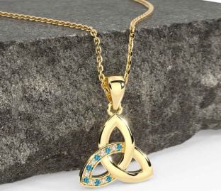 Diamond Topaz Gold Celtic Trinity Knot Necklace