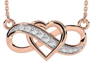 Diamond Rose Gold Silver Infinity Heart Necklace