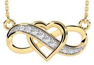 Diamond Gold Silver Infinity Heart Necklace