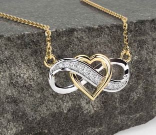 Diamant Zlato stříbrný Nekonečno Srdce Náhrdelník
