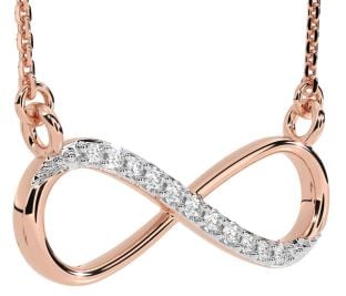 Diamond Rose Gold Silver Infinity Heart Ring