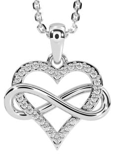 Diamond Silver Infinity Heart Necklace