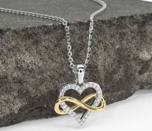 Diamond Gold Silver Infinity Heart Necklace
