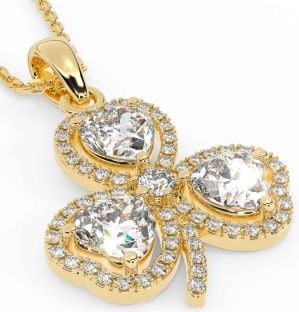 Diamond Gold Silver Shamrock Necklace