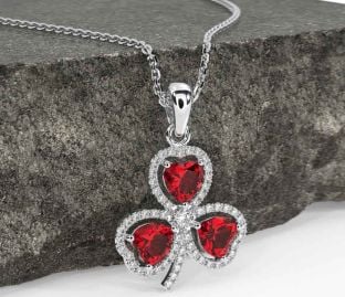 Diamant Rubín stříbrný Trojlístek Náhrdelník