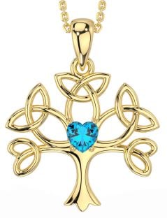 Topaz Aur Argint Treime Celtic Arborele Vieții Colier Knot