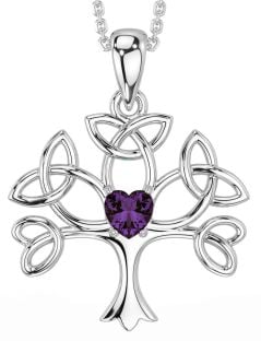 Alexandrite Silver Celtic Tree of Life Trinity Knot Necklace