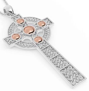 Rose Gold Silver Celtic Cross Necklace