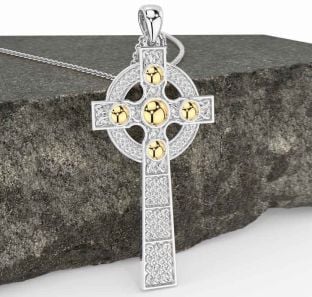 Gold Silver Celtic Cross Necklace