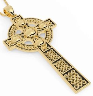 Gold Silver Black Rhodium Celtic Cross Necklace