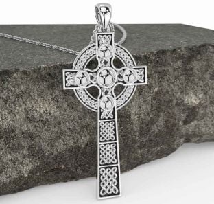 Silver Black Rhodium Celtic Cross Necklace