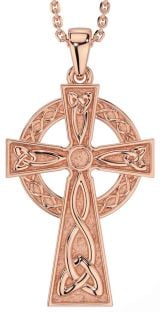 Rose Gold Silver Celtic Cross Trinity Knot Necklace