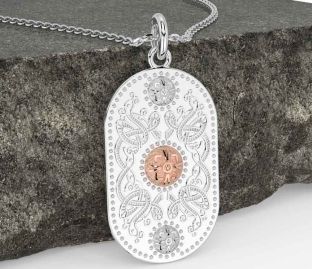 Rose Gold Silver Dog Tag Celtic Warrior Necklace