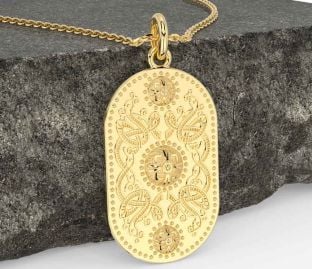 Gold Dog Tag Celtic Warrior Necklace