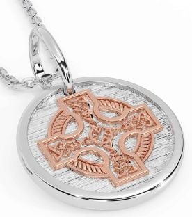 Rose Gold Silver Celtic Cross Necklace