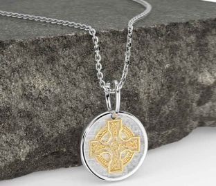 Gold Silver Celtic Cross Necklace