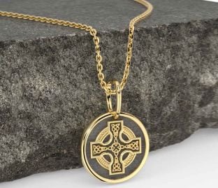 Gold Silver Black Rhodium Celtic Cross Necklace