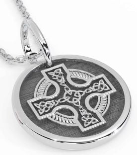 Silver Black Rhodium Celtic Cross Necklace