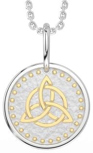 White Yellow Gold Celtic Trinity Knot Necklace