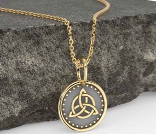 Gold Black Rhodium Celtic Trinity Knot Necklace
