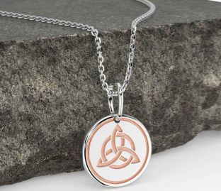 Rose Gold Silver Celtic Trinity Knot Necklace