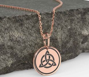 Rose Gold Silver Black Rhodium Celtic Trinity Knot Necklace