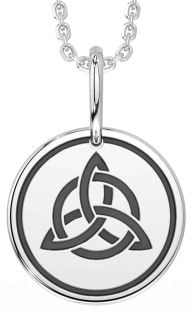 Silver Black Rhodium Celtic Trinity Knot Necklace