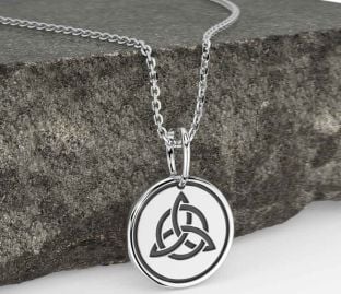 White Gold Black Rhodium Celtic Trinity Knot Necklace