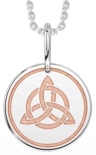 White Rose Gold Celtic Trinity Knot Necklace