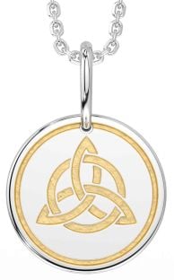 White Yellow Gold Celtic Trinity Knot Necklace