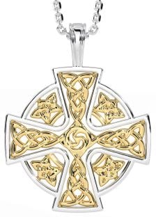 Gold Silver Celtic Cross Necklace