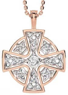 Rose Gold Silver Celtic Cross Necklace