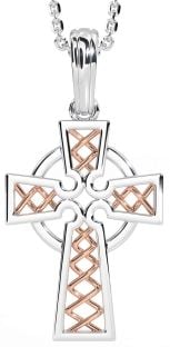 Rose Gold Silver Celtic Cross Necklace