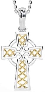 Gold Silver Celtic Cross Necklace