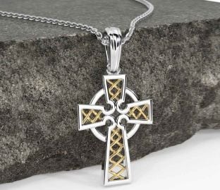 Gold Silver Celtic Cross Necklace