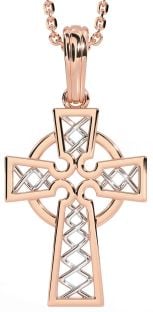 Rose Gold Silver Celtic Cross Necklace