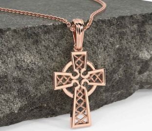 Rose Gold Silver Celtic Cross Necklace