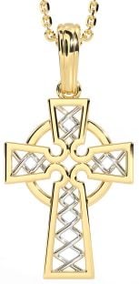 Gold Silver Celtic Cross Necklace