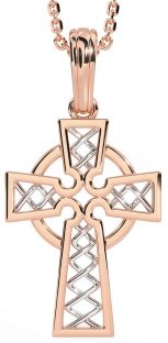 White Rose Gold Celtic Cross Necklace