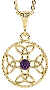 Alexandrite Gold Silver Celtic Cross Trinity Knot Necklace