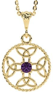 Alexandrite Gold Celtic Cross Trinity Knot Necklace